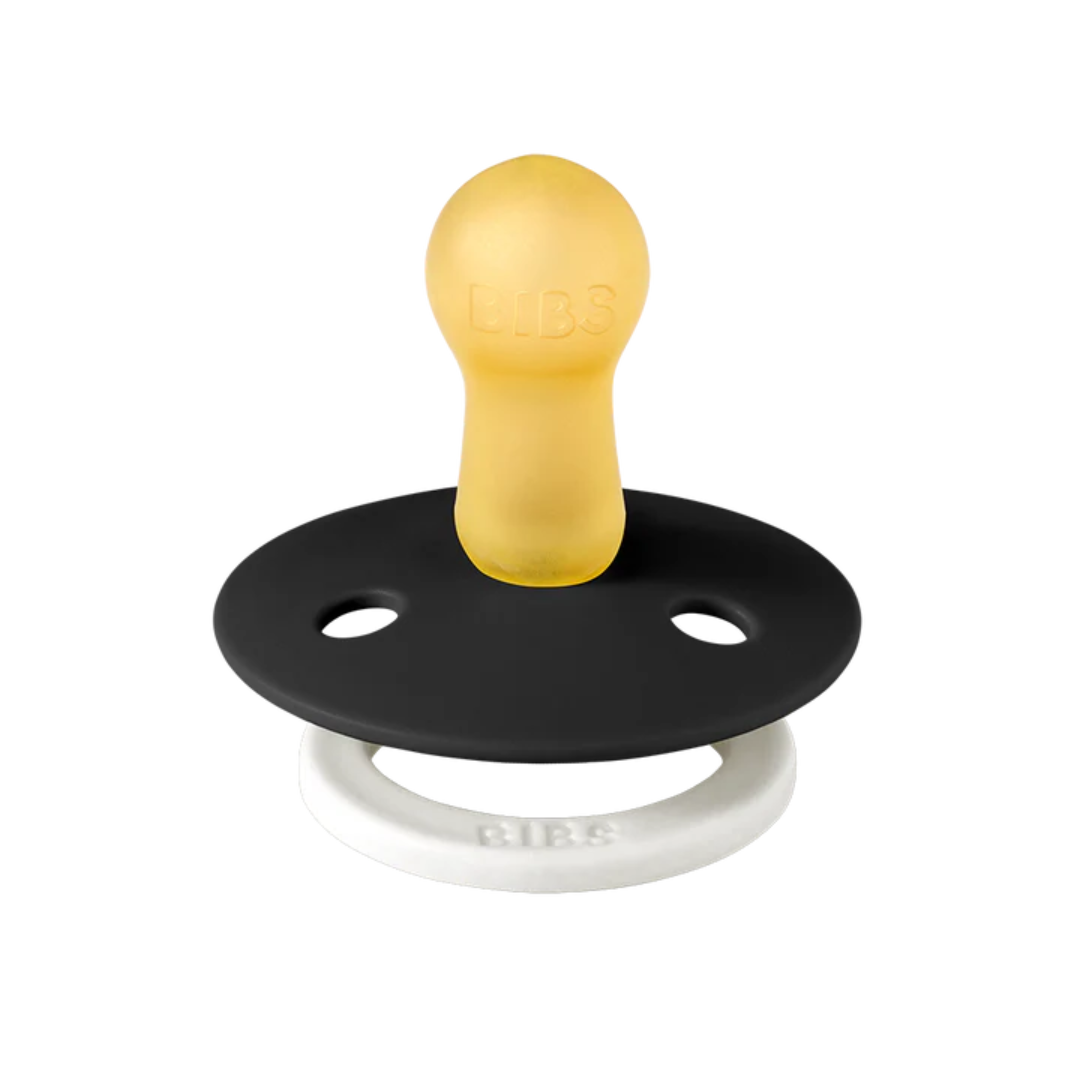 BIBS Natural Rubber Round Pacifier 2-pack | Black GLOW | Black GLOW