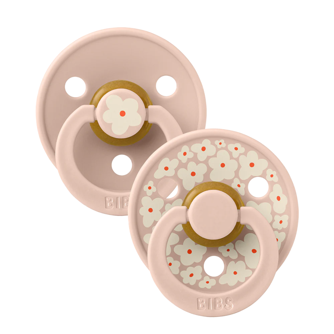 BIBS Studio Color Round Natural Rubber Pacifier (2 Pack) | Jasmine | Blush Mix
