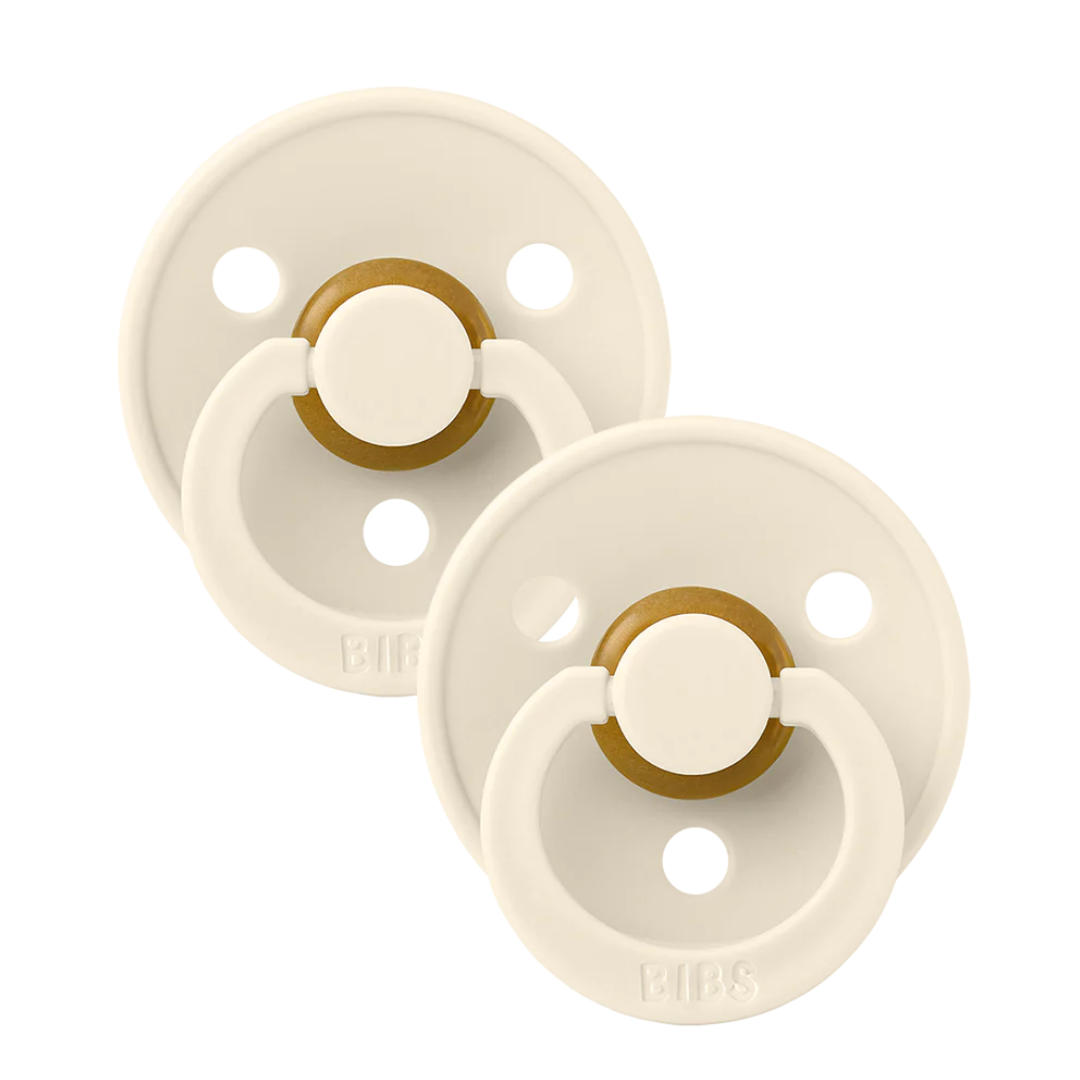 BIBS Original Natural Rubber Round Pacifier (2 Pack) | Ivory | Ivory
