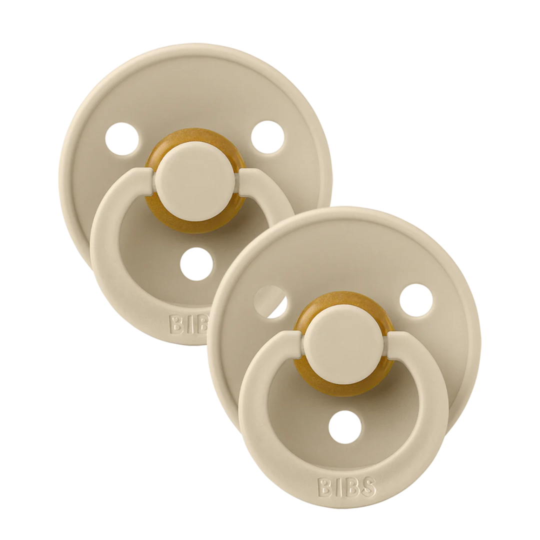 BIBS Original Natural Rubber Round Pacifier (2 Pack) | Vanilla | Vanilla