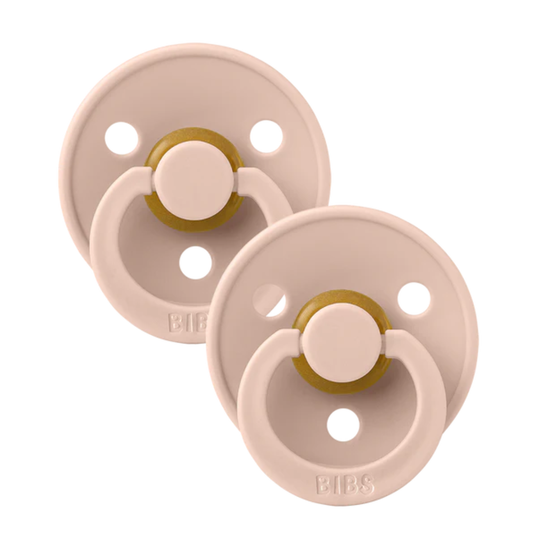 BIBS Original Natural Rubber Round Pacifier (2 Pack) | Blush | Blush