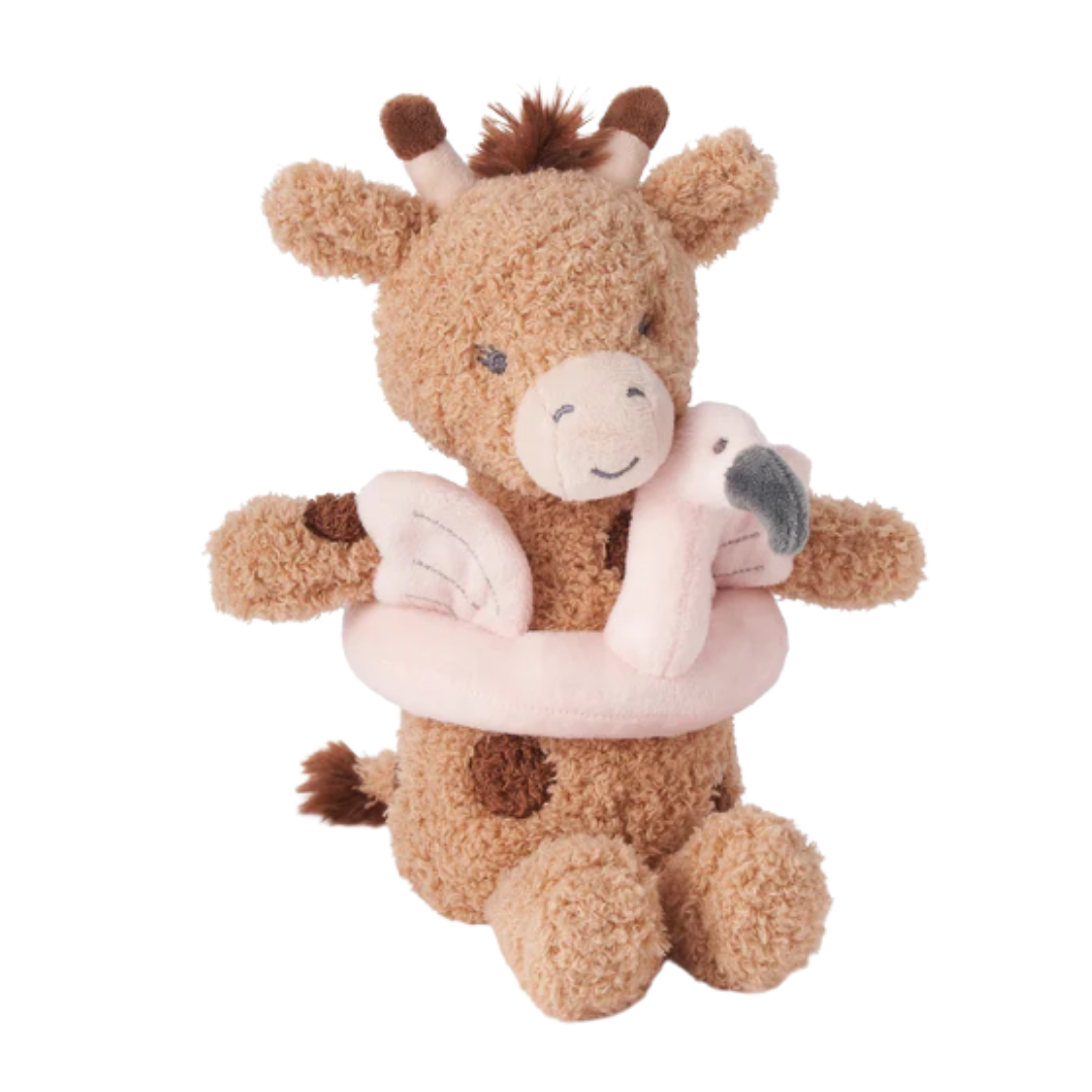 Elegant Baby Plush Giraffe w/ Flamingo Floaty