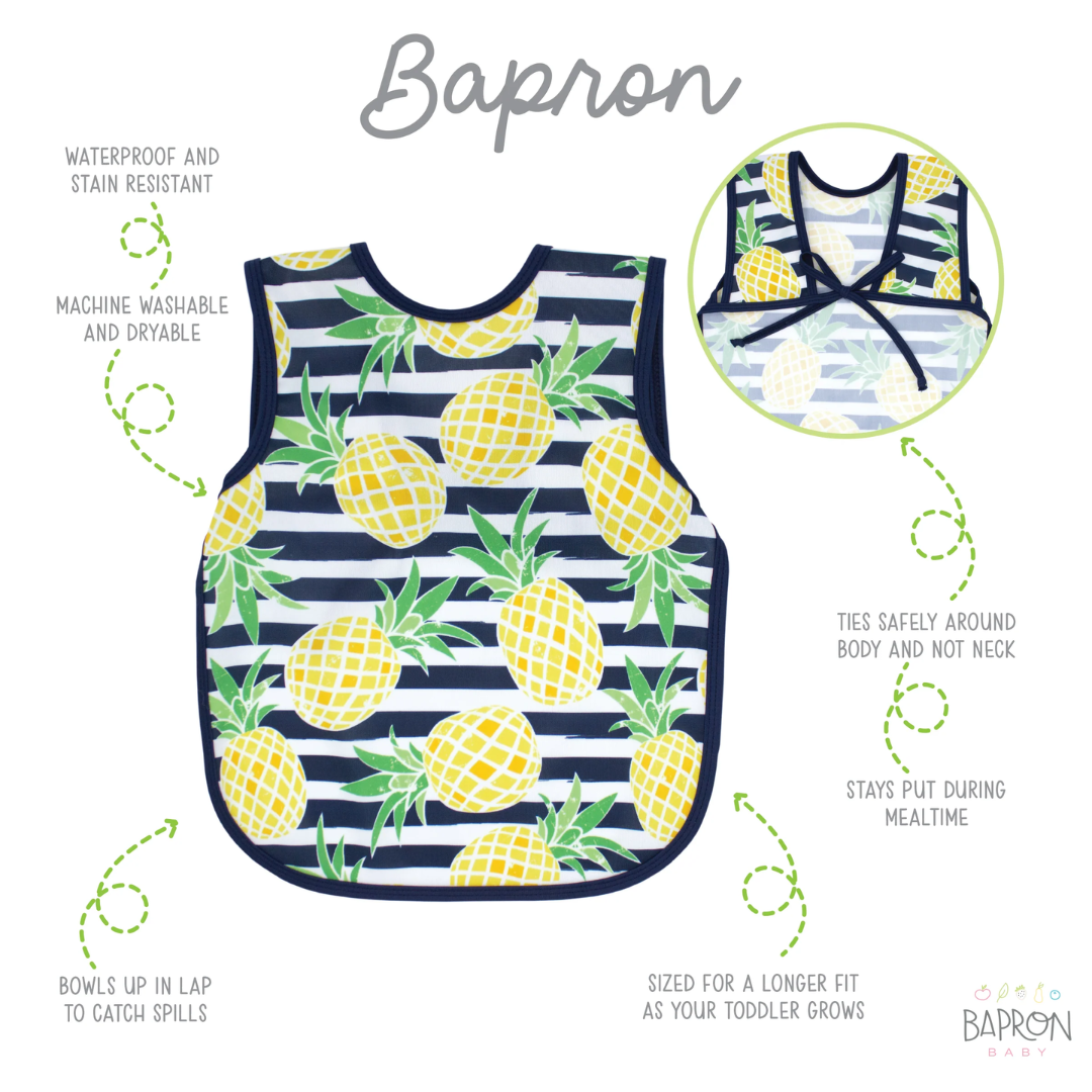 Bapron Bib Apron | Toddler (6m-3T) | Summer Stripes Pineapple