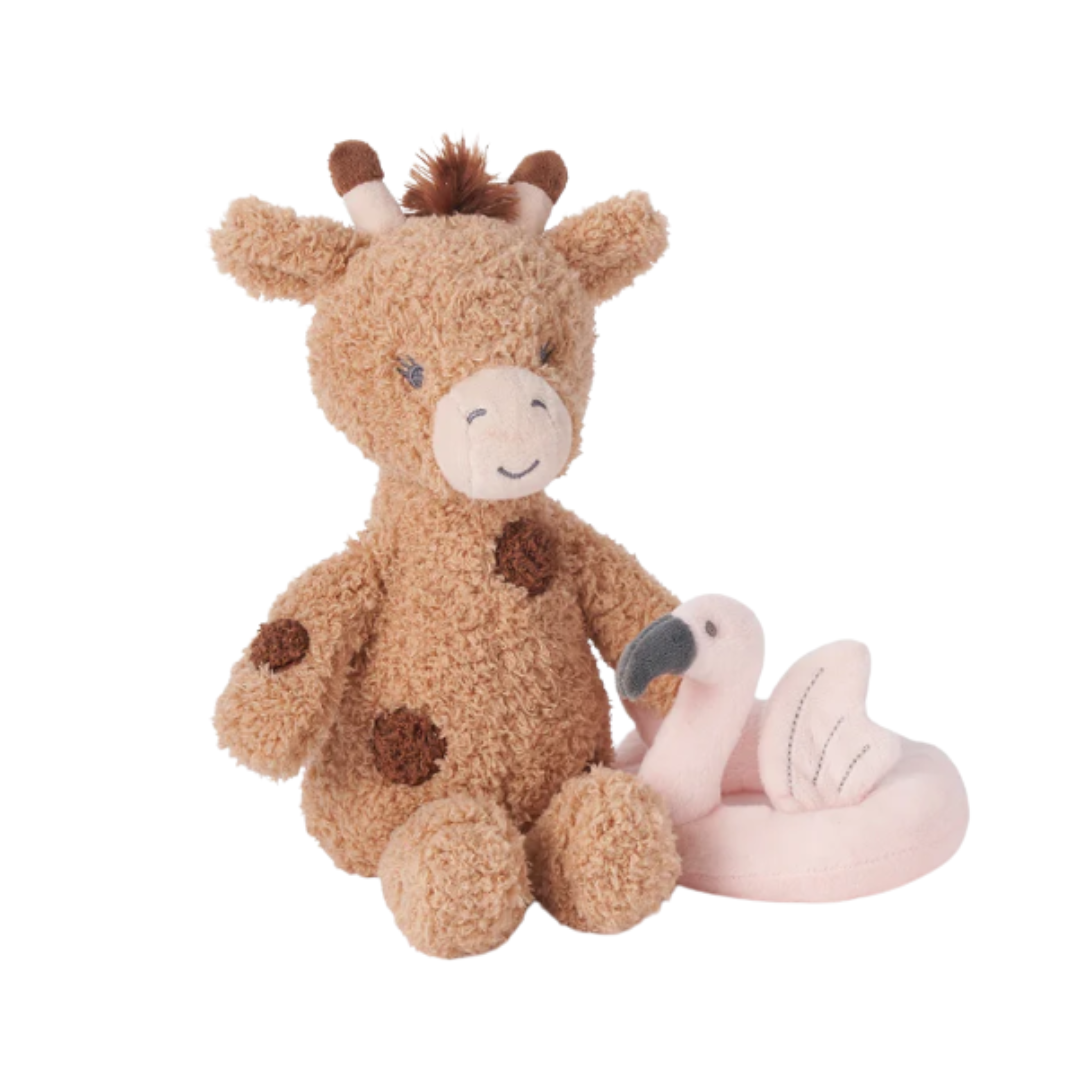 Elegant Baby Plush Giraffe w/ Flamingo Floaty