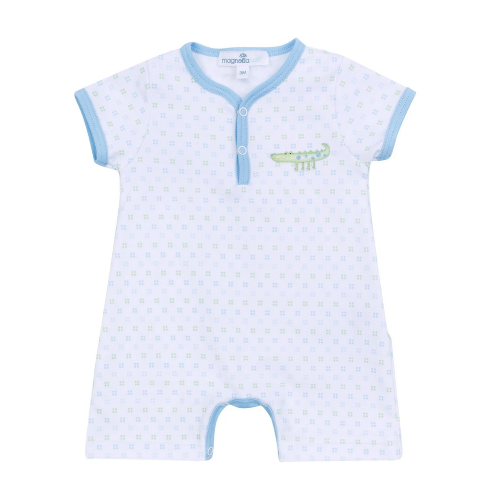 Alligator Pie Blue Pima Short Playsuit