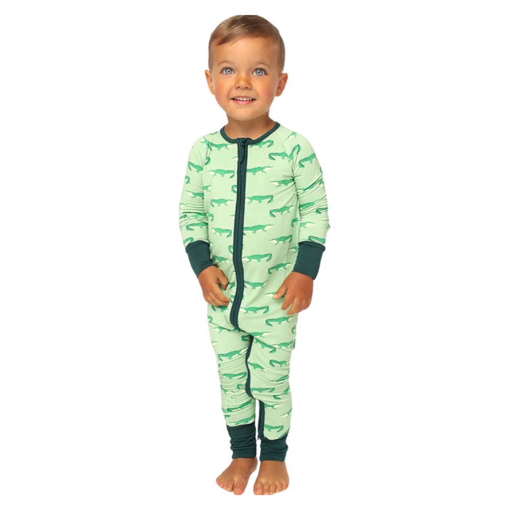 Southern Slumber Light Green Alligator Double Zipper Bamboo Sleeper