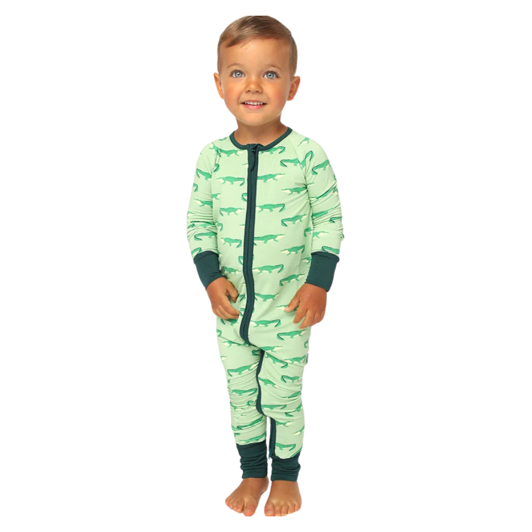 Southern Slumber Light Green Alligator Double Zipper Bamboo Sleeper