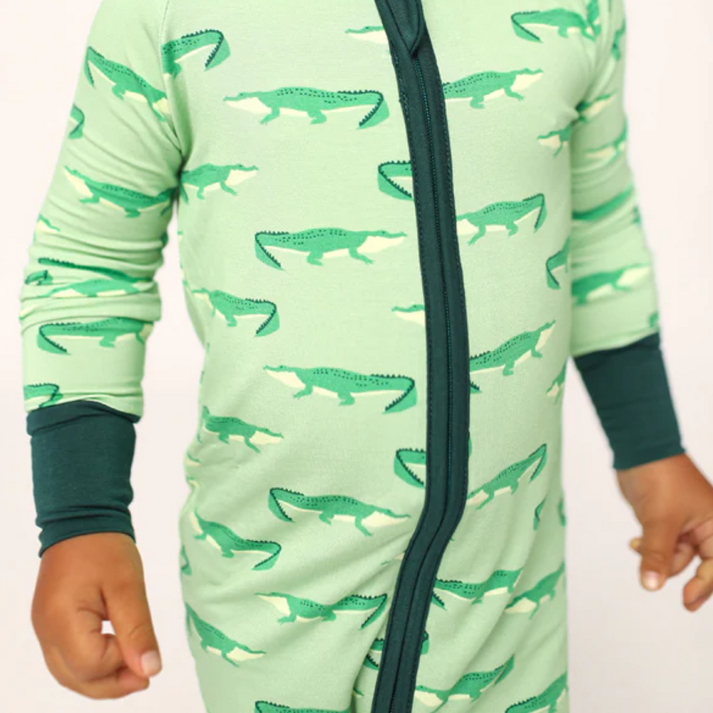 Southern Slumber Light Green Alligator Double Zipper Bamboo Sleeper