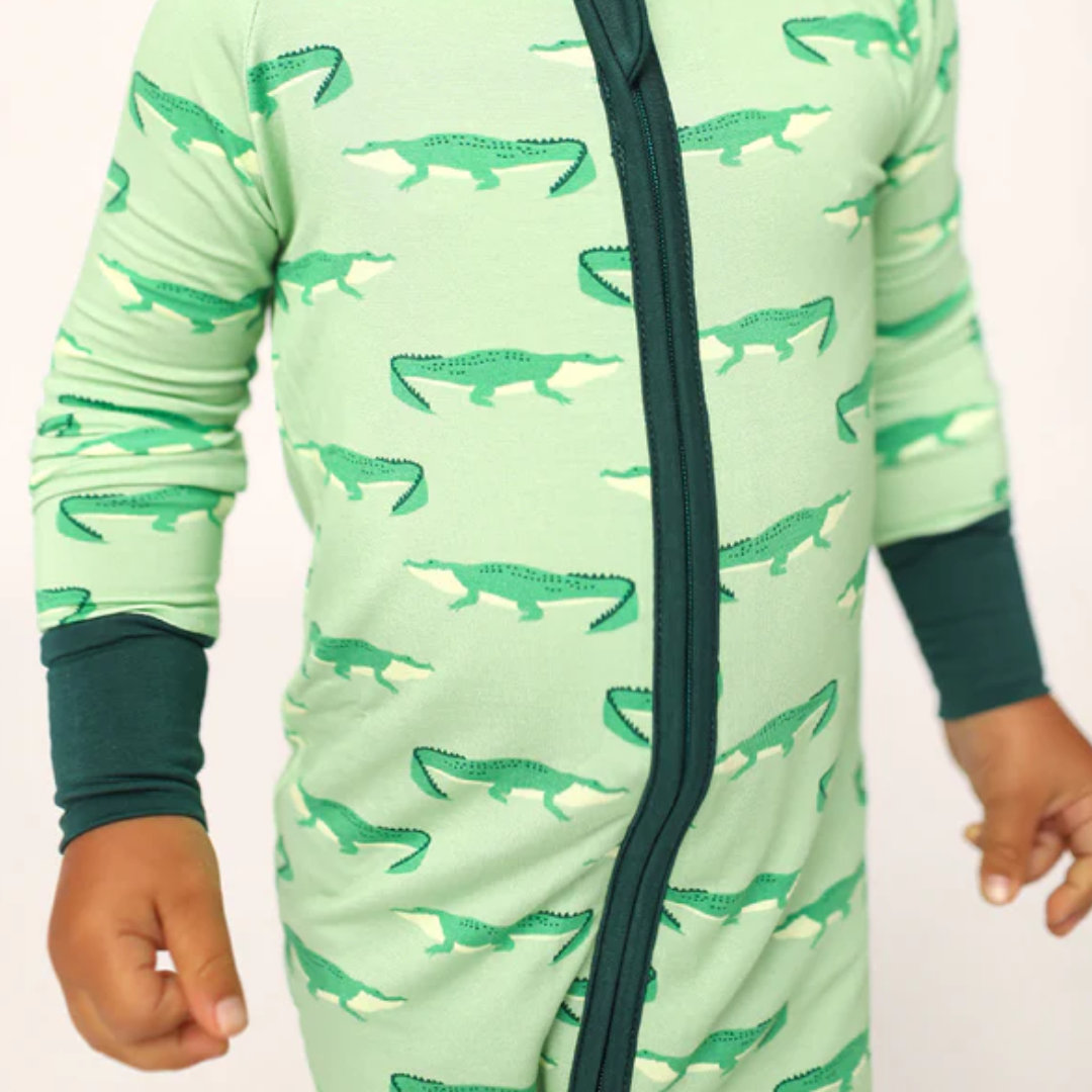 Southern Slumber Light Green Alligator Double Zipper Bamboo Sleeper