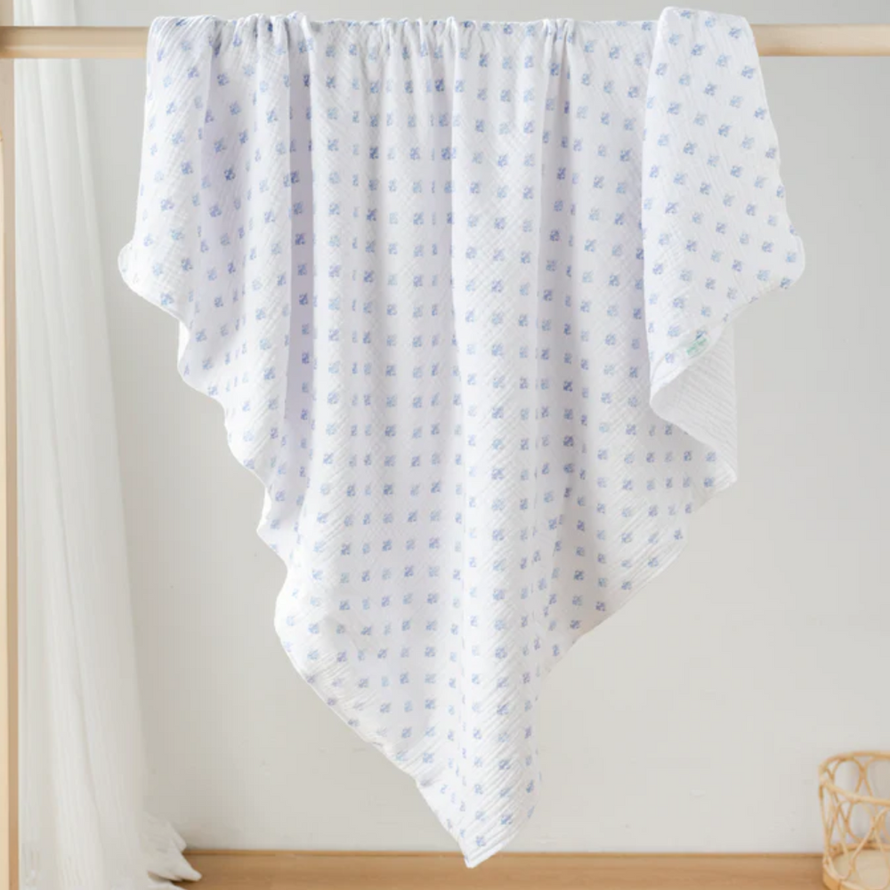 Fleur De Bleu Organic Cotton Muslin Quilt