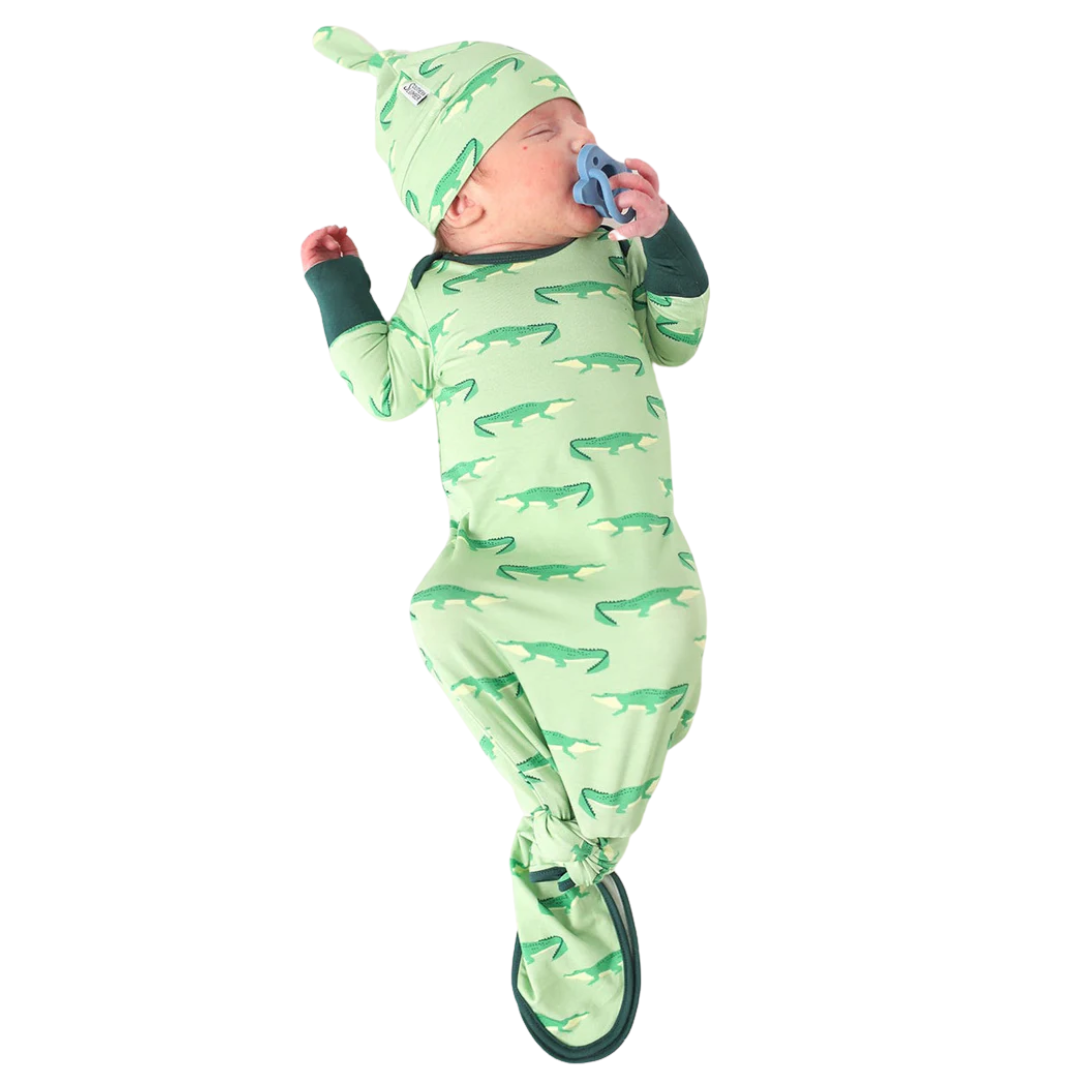 Southern Slumber Light Green Alligator Bamboo Knotted Gown