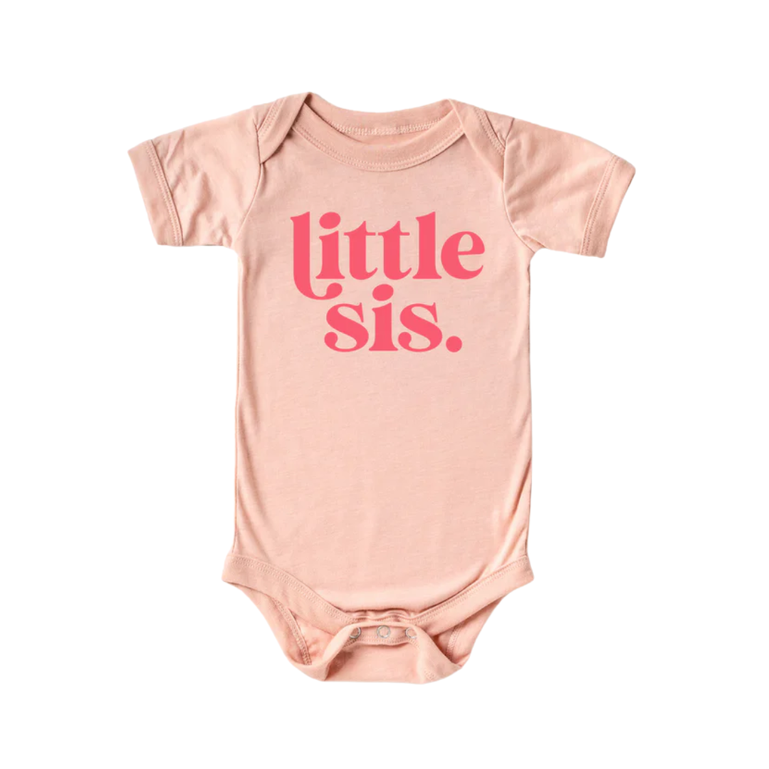 Little Sister Sibling Infant Bodysuit | Peach