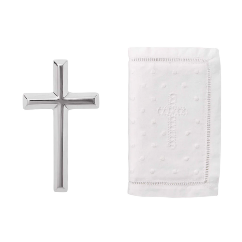 Elegant Baby Heirloom Bible and Cross Christening Gift Set