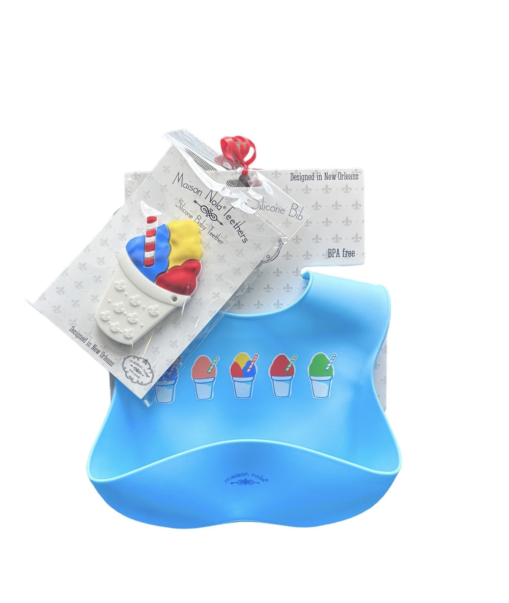 Baby's First Snoball Gift Bundle | Silicone Bucket Bib and Teether