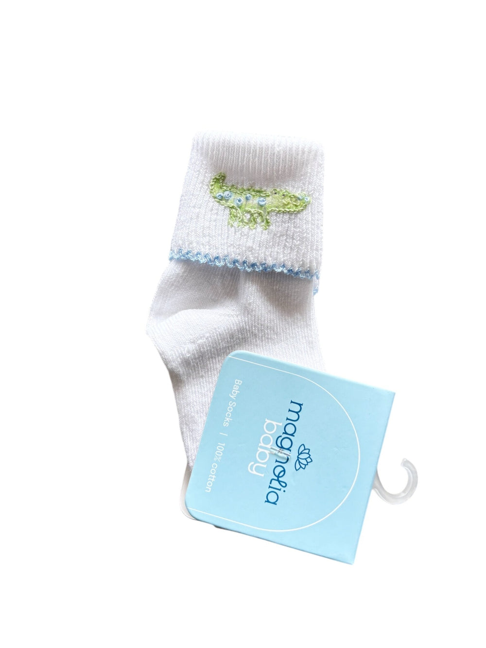 Alligator Pie Blue Pima Embroidered Socks