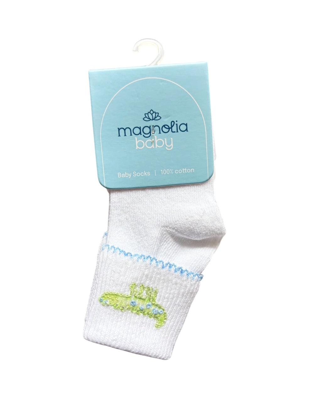 Alligator Pie Blue Pima Embroidered Socks