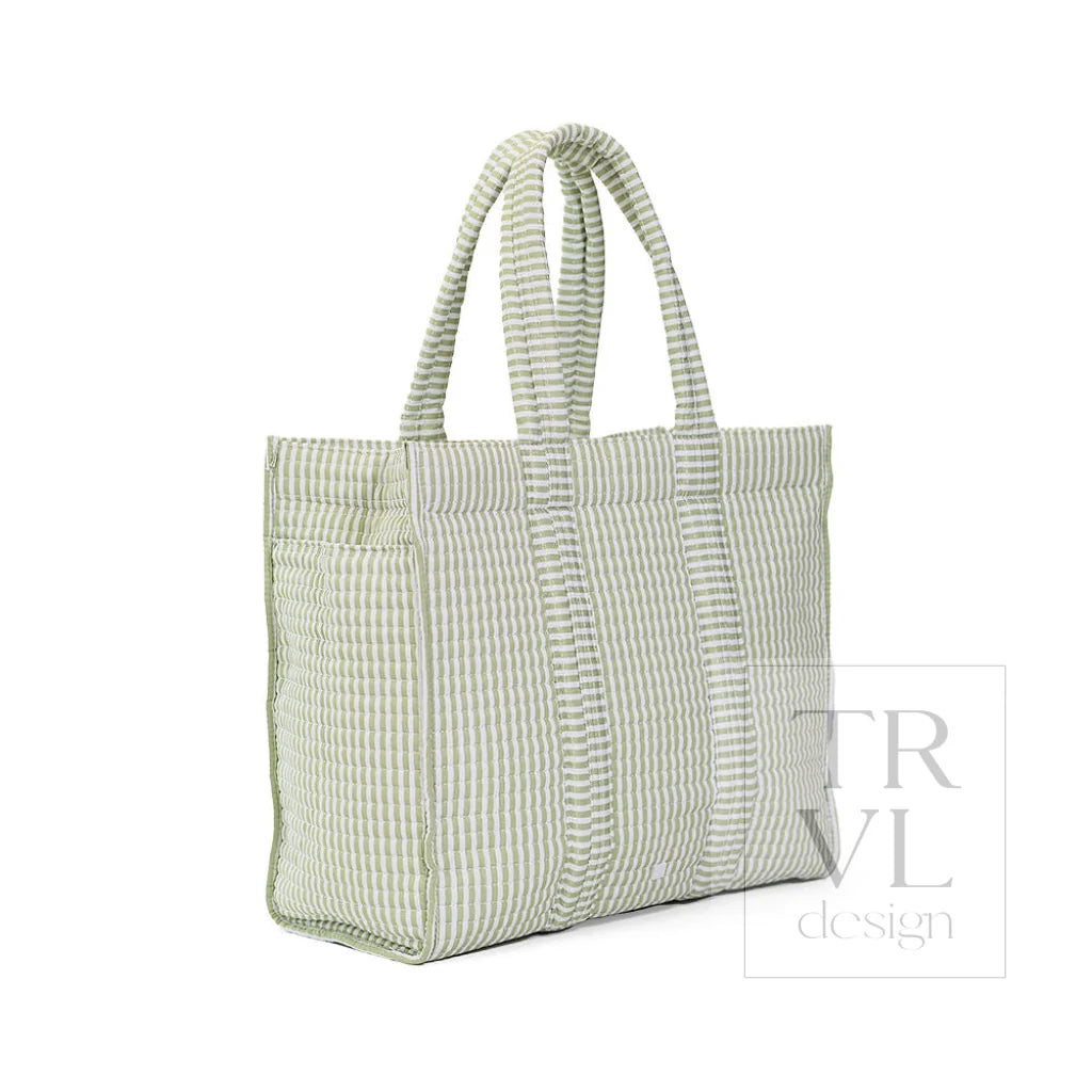 TRVL Design Quilted Go Go Tote | Pimlico Stripe Sage