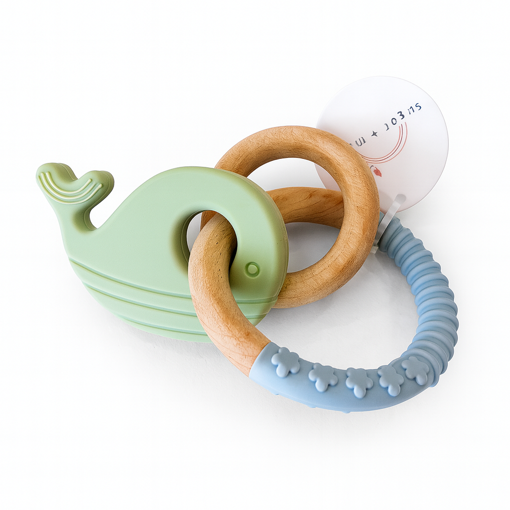 Sugar + Maple Whale Silicone Ring Teether