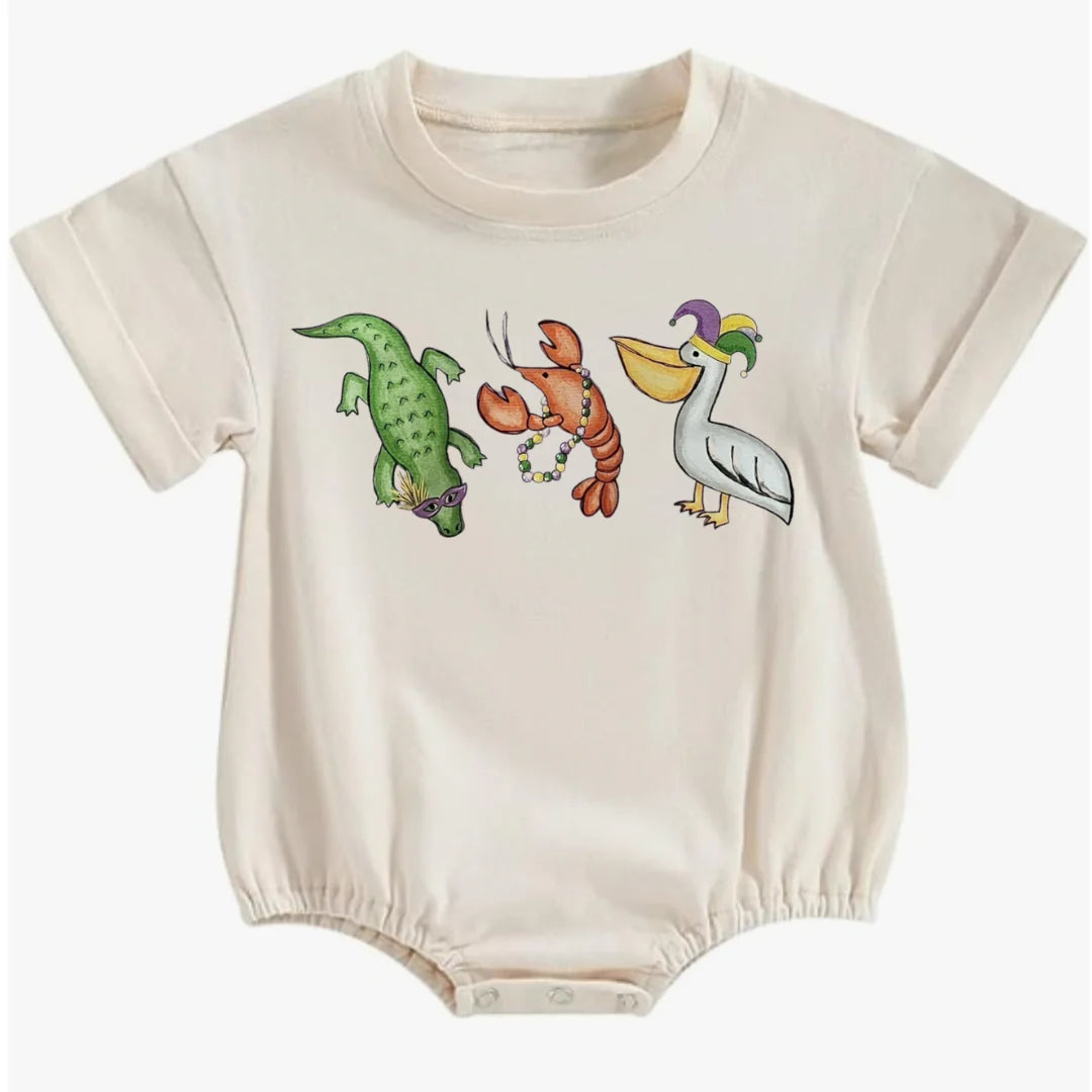 Cajun Mardi Gras Short Sleeve Bubble | Oatmeal