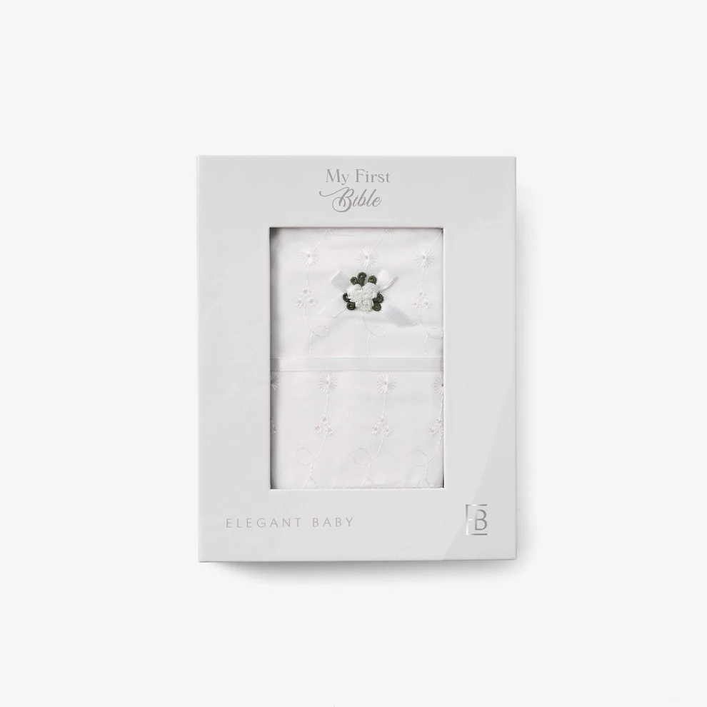 Baby's First Eyelet Covered Bible | Gift Boxed