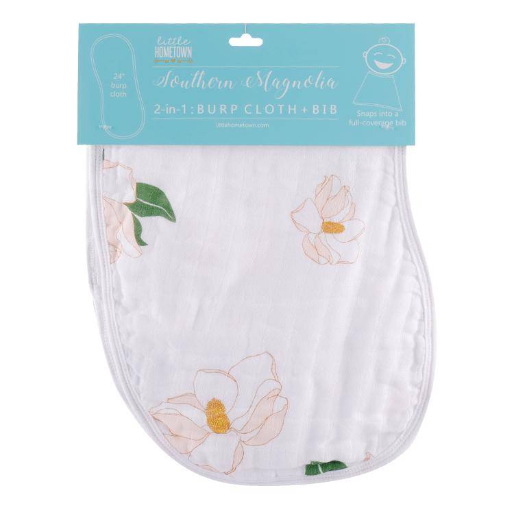 Southern Magnolia Bamboo 2-in-1 Burp Cloth & Bib