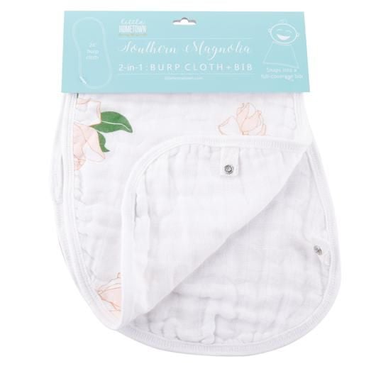 Southern Magnolia Bamboo 2-in-1 Burp Cloth & Bib