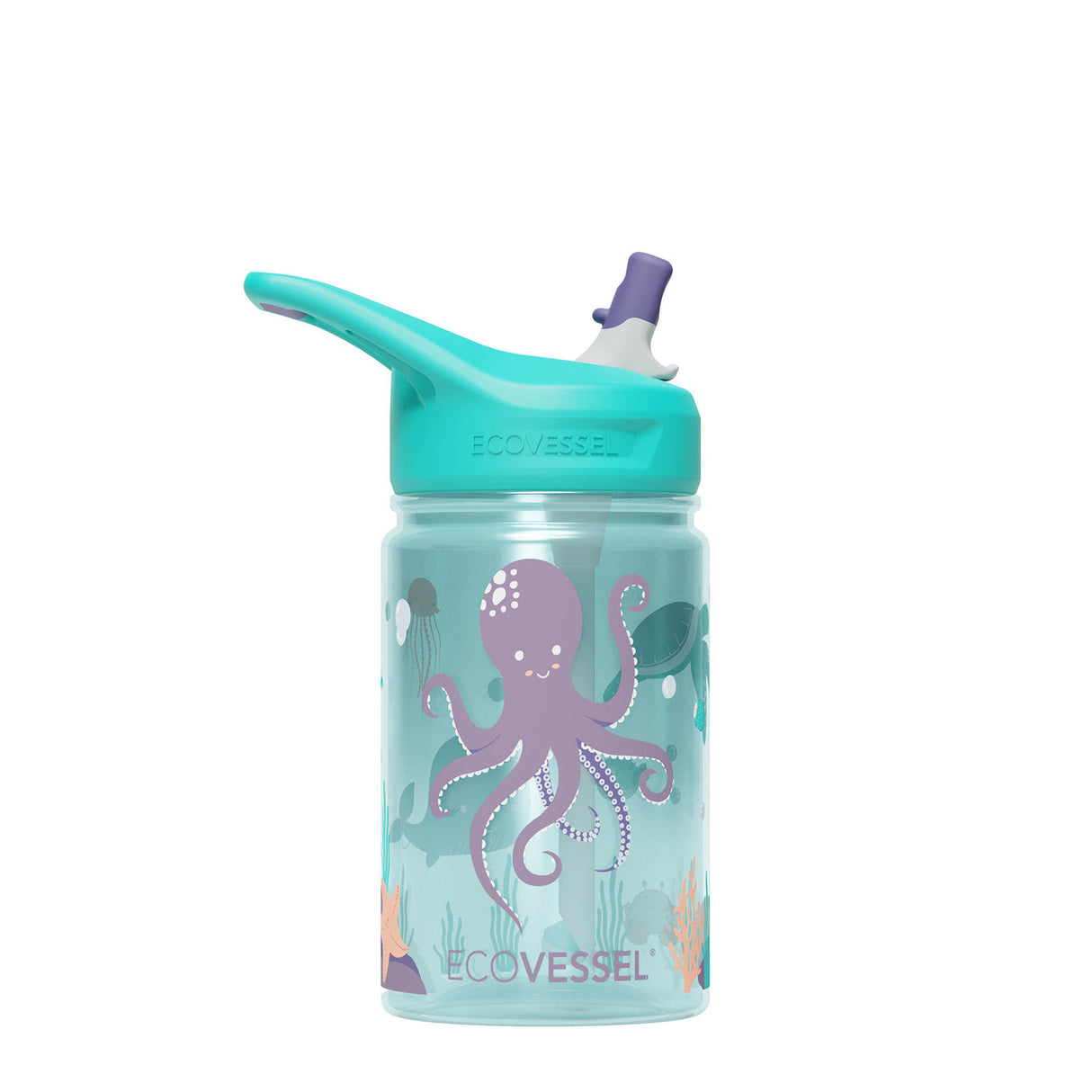 EcoVessel 12 oz Splash Kids Tritan BPA-Free Free Water Bottle with Flip Straw Lid