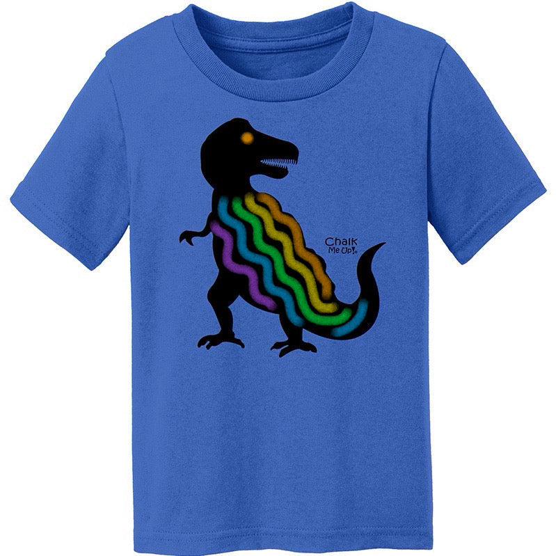 Toddler T- Rex Royal Blue Color Your Own Chalkboard T Shirt | with 6 Pack Chalk