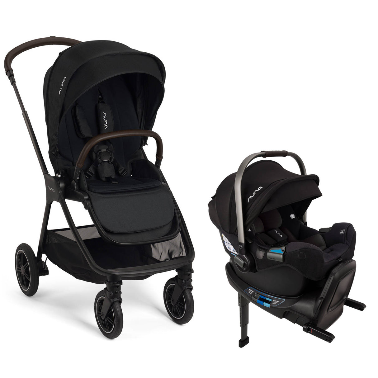 NUNA Triv Next Stroller + Pipa RX with RELX Base Travel System Bundle | Caviar (Cognac) | No Shipping