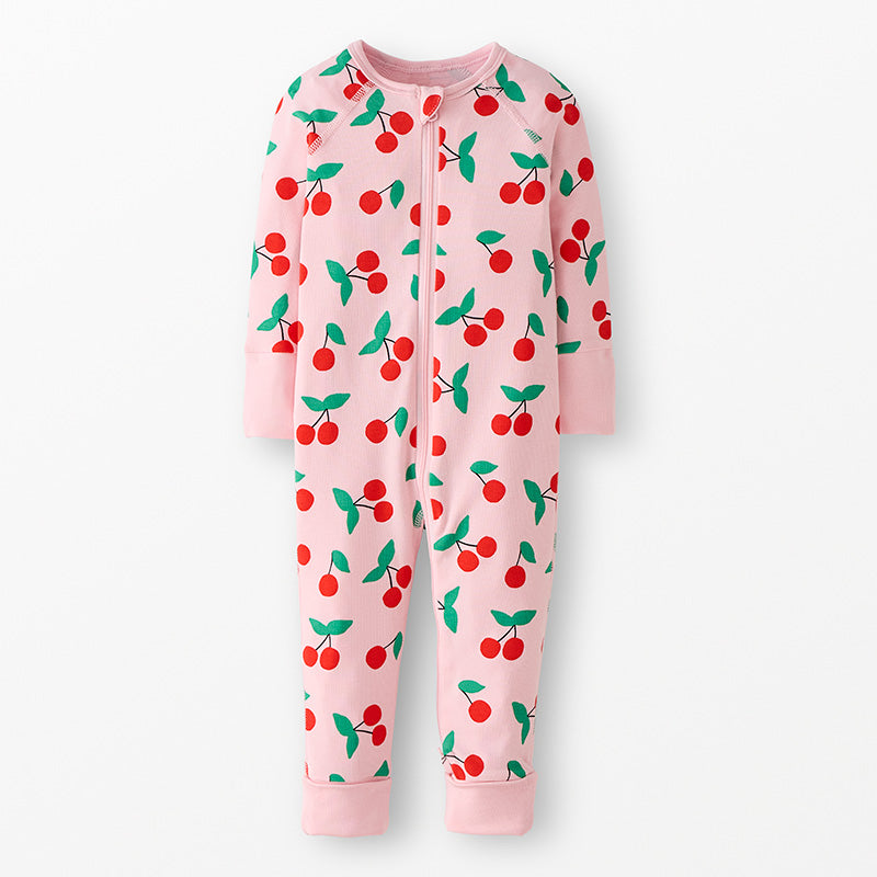 Hanna Andersson Cherries on Light Pink Modal Baby 2-Way Sleeper | Hannasoft Stretch