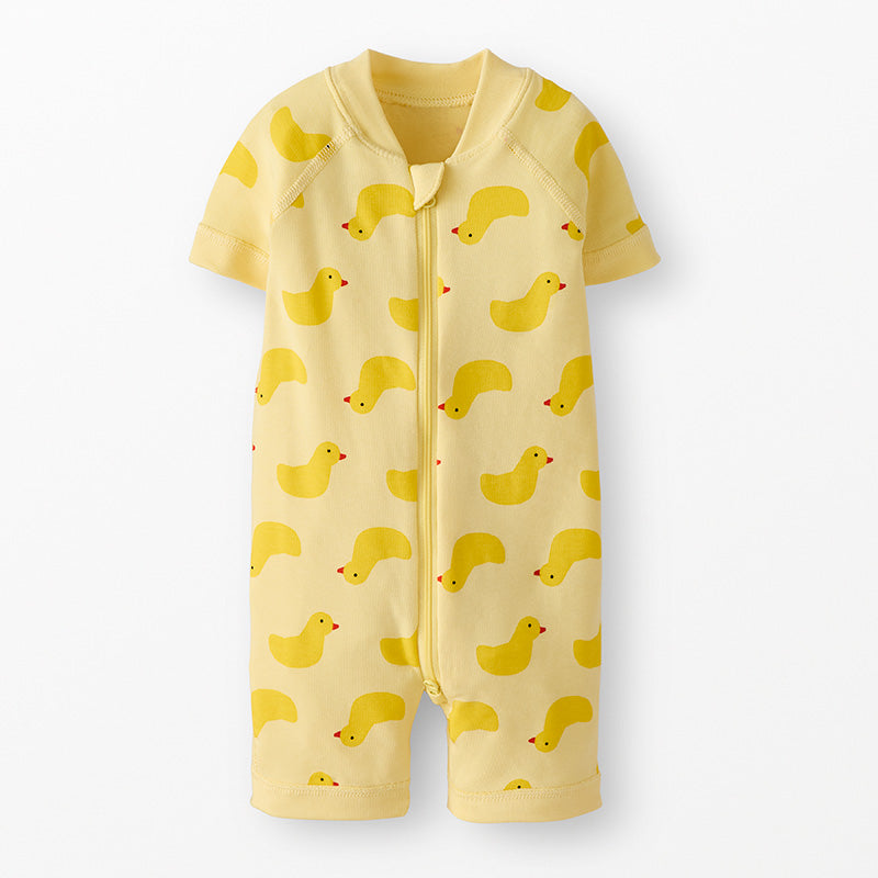 Hanna Andersson Yellow Ducks on Light Yellow Modal Baby 2-Way Sleeper | Hannasoft Stretch