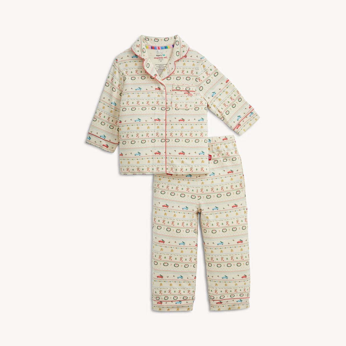 Magnetic Me Traditional Christmas L/S PJ Set w/ Piping