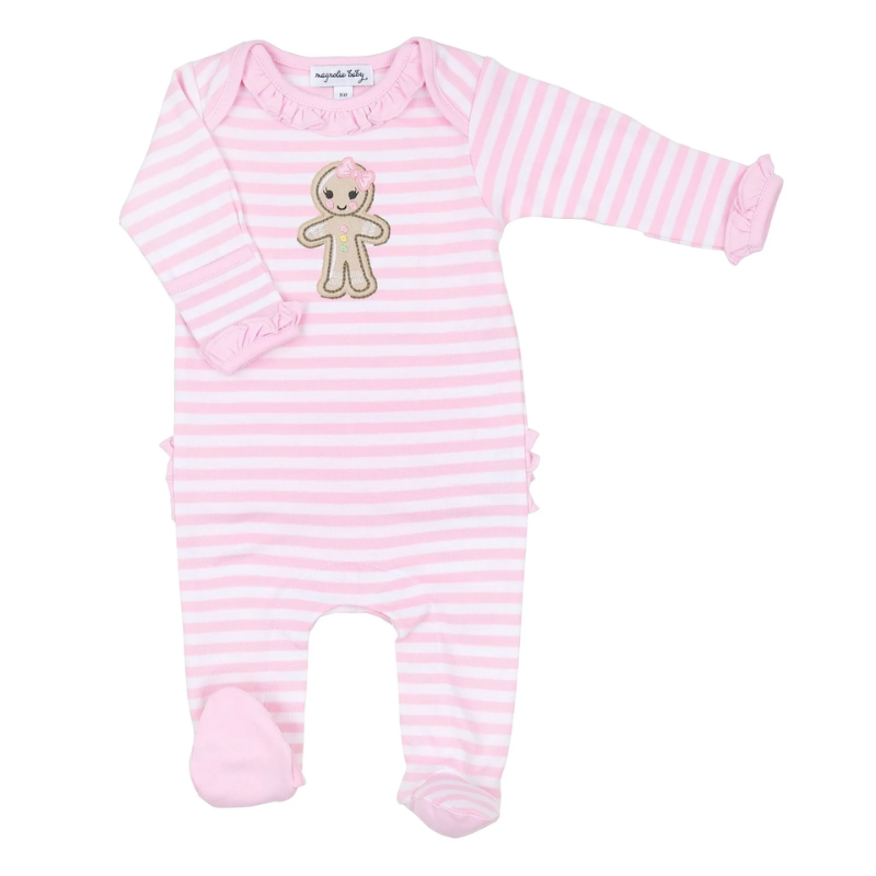 Gingerbread Land Ruffle Lap Footie - Pink