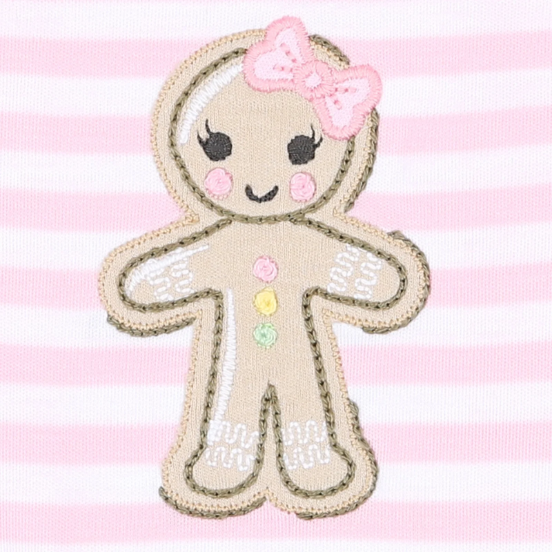 Gingerbread Land Ruffle Lap Footie - Pink