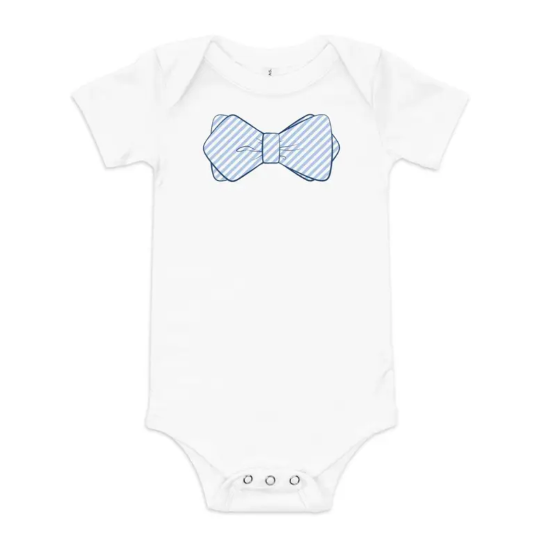 Blue Bowtie Cotton Onesie