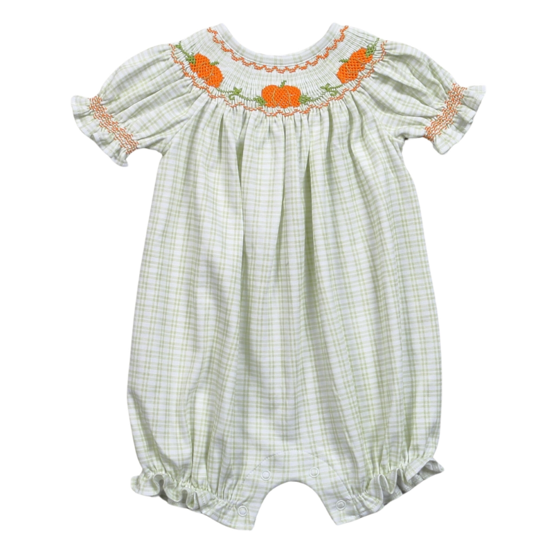 Pumpkins Pima Hand Smocked Bubble