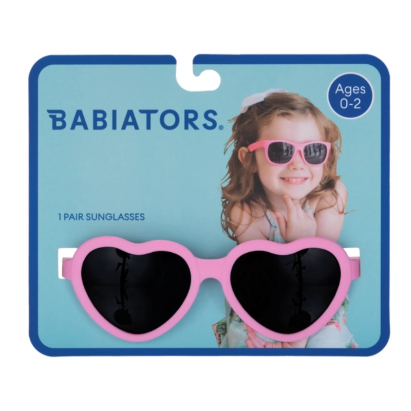 Babiators Light Pink Heart Kids UV Sunglasses | Hangtag