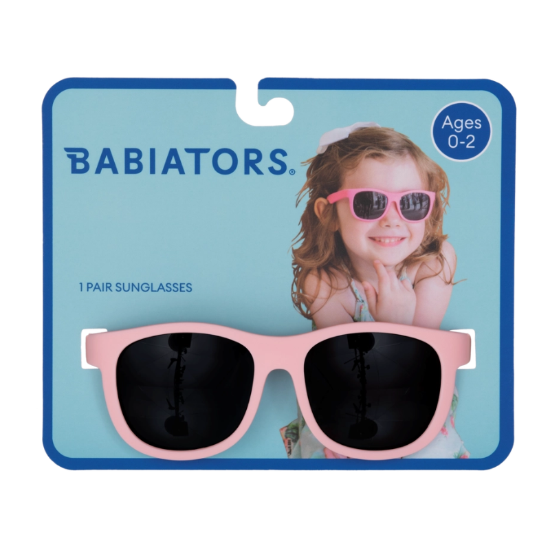 Babiators Light Pink Wayfarer Kids UV Sunglasses | Hangtag