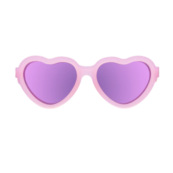 Babiators Polarized Heart Sunglasses: Frosted Pink | Purple Mirrored Lens