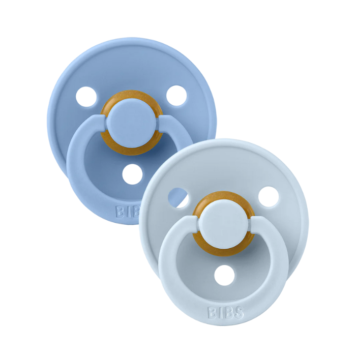 BIBS Natural Rubber Round Pacifier | 2 Pack Mixed Colors (Size 2) 6-18m|