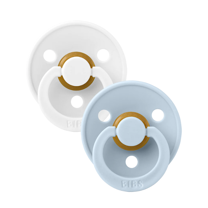 BIBS Natural Rubber Round Pacifier | 2 Pack Mixed Colors (Size 2) 6-18m|