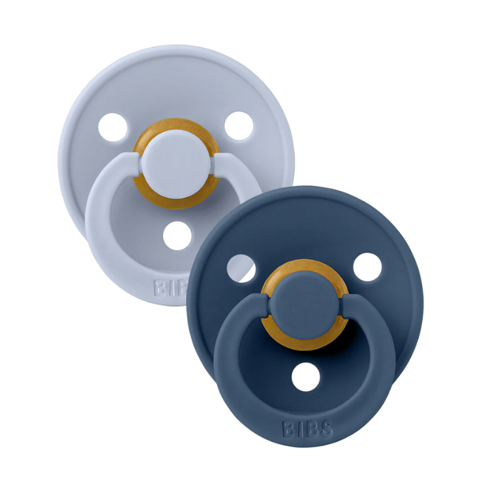 BIBS Natural Rubber Round Pacifier | 2 Pack Mixed Colors (Size 2) 6-18m|