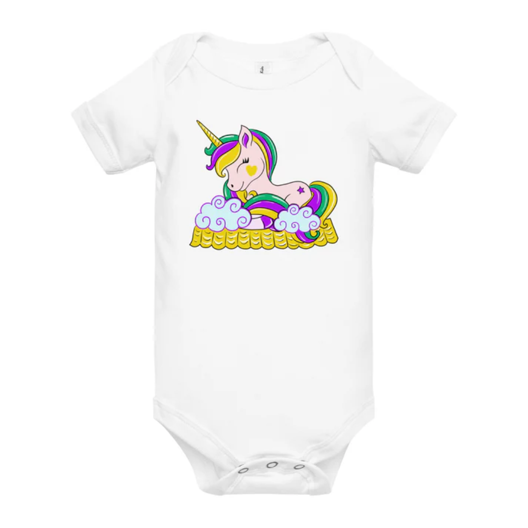 Mardi Gras Unicorn Cotton Onesie