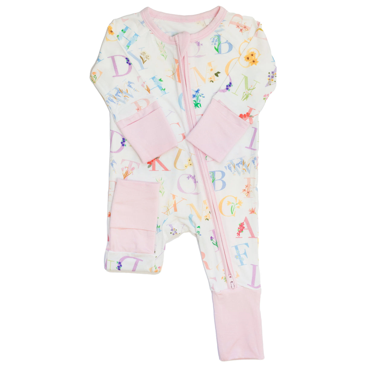 Uptown Baby ABC Floral Long Sleeve Bamboo Zipper Romper