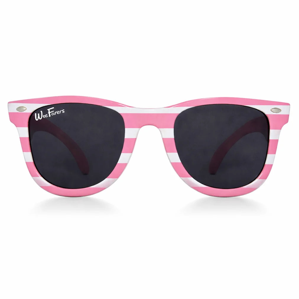 WeeFarers Polarized Children's Sunglasses | Pink with White Stripes