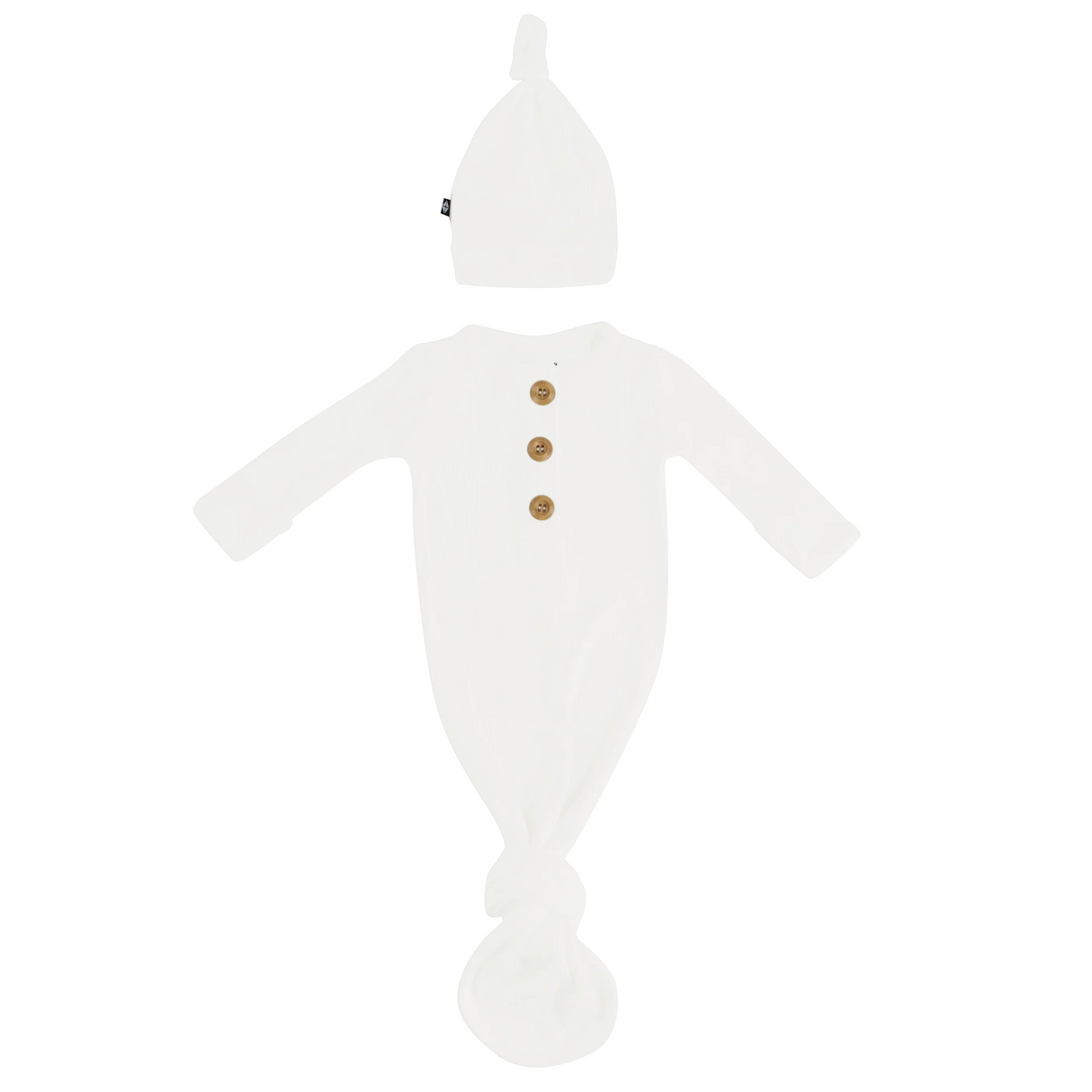 Cloud Ribbed Bamboo Knotted Gown with Hat Set