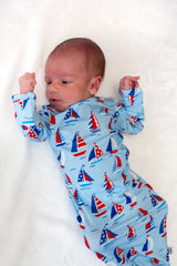 Goosies Sail Away Bamboo Knotted Infant Gown | 0-3M