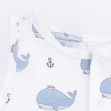 Angel Dear Bubbly Sailor Whales Blue Short Playsuit