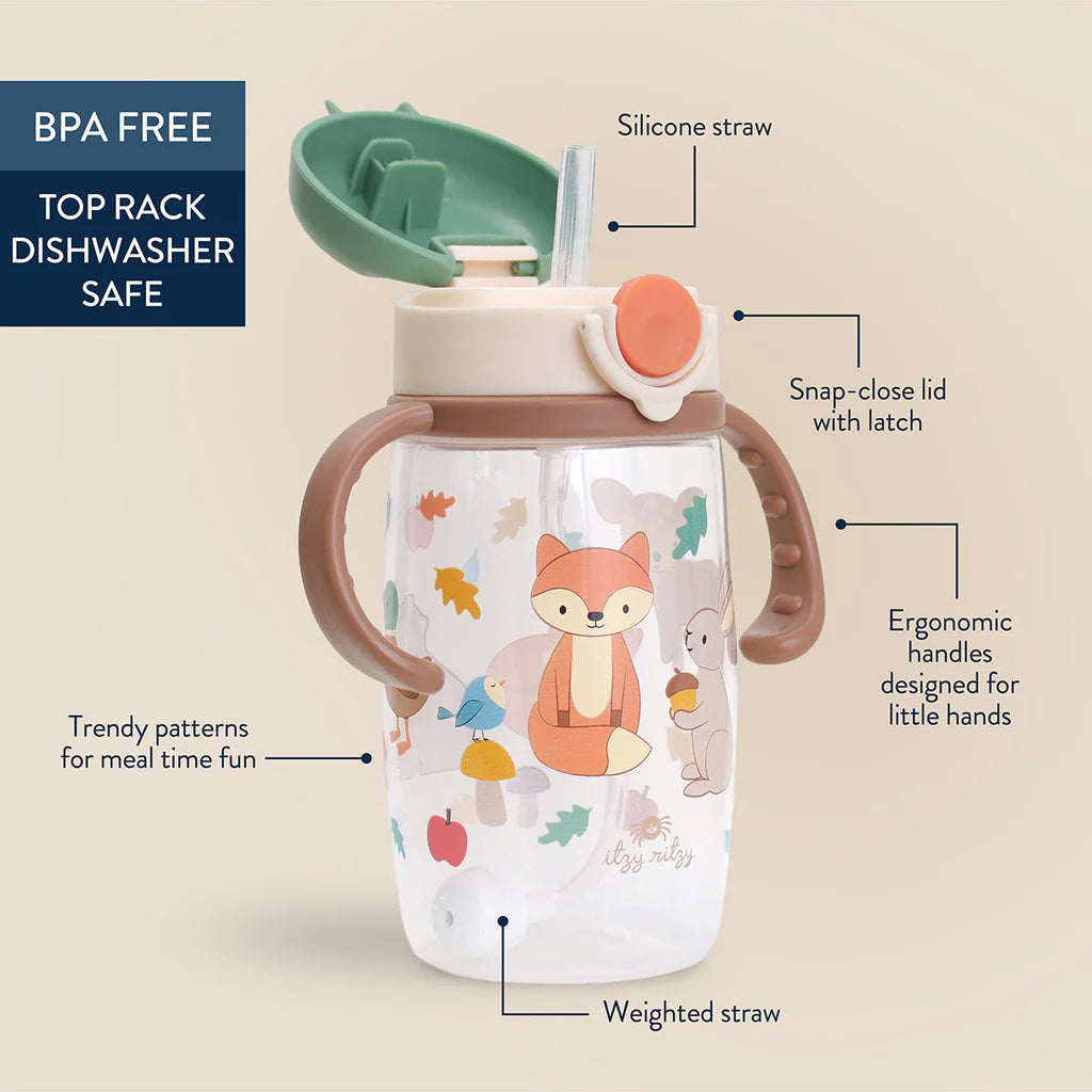Itzy Sips BPA Free Straw Cup with Snap-Close Lid | Woodland