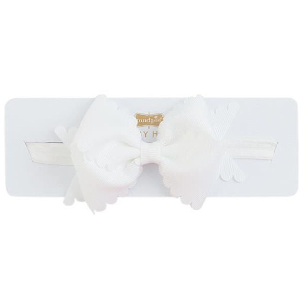 Mud Pie White Scallop Bow Headband